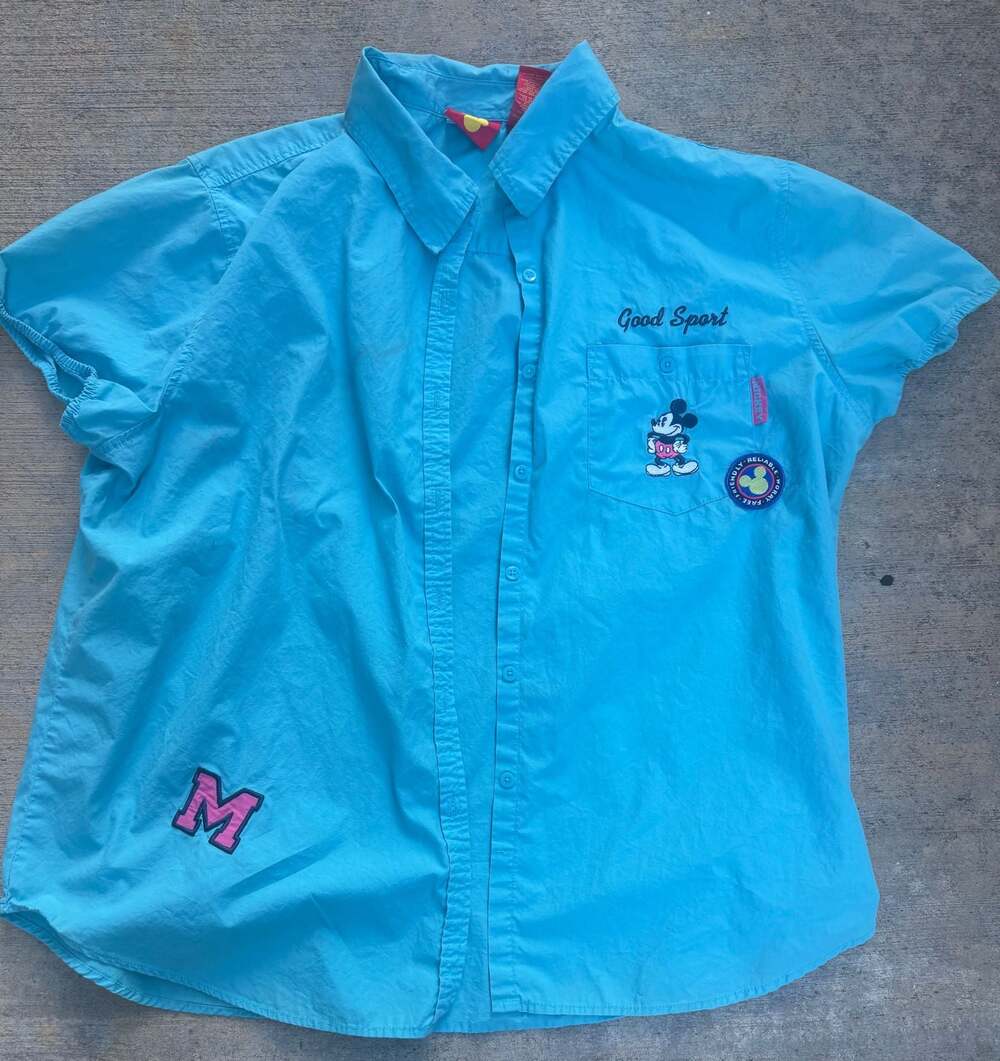 Mickey Mouse Disney Good Sport Short Sleeve Button Down Shirt Extra Large